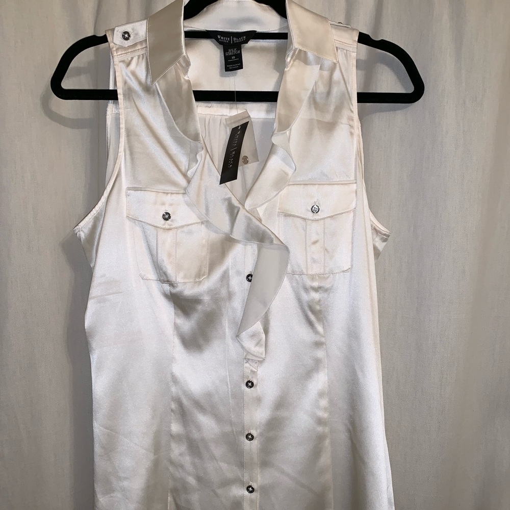 White House Black Market Satin Collared Tank